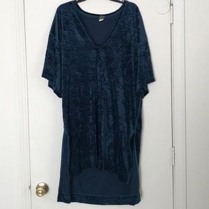 Free People teal velour long tunic top